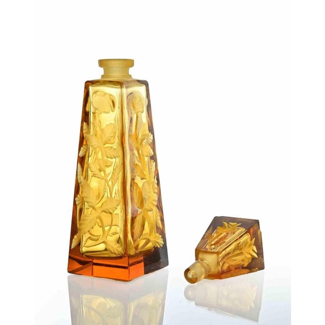 Art Nouveau Amber Glass Bottle by J. Lanier, France, 1930s For Sale - Image 3 of 5