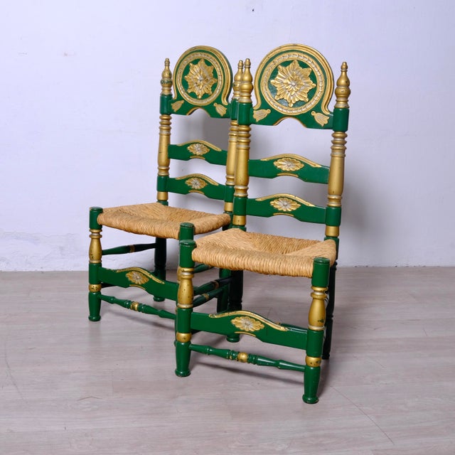 Spanish Colonial Carved Wood Chairs, 1940s, Set of 2 For Sale - Image 10 of 14