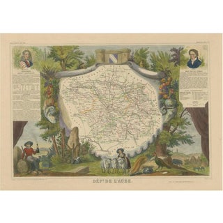Antique Map of the Department of Aube For Sale