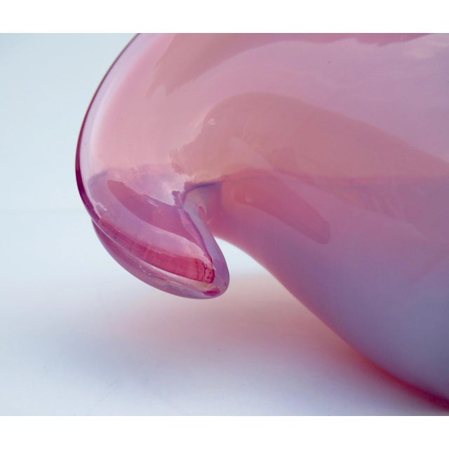 C.1960s Italian Hand-Blown Cenedese Murano Dual Position Decorative Bowl in a Opalescent & Pink Hued -Conch/Clam Shell-Shape For Sale - Image 11 of 13