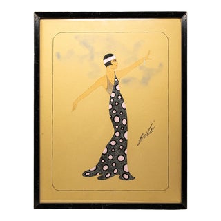 Early 20th Century Erte' Grey and White Polka Dots For Sale