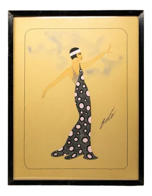 Early 20th Century Erte' Grey and White Polka Dots