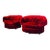1960s Mid Century Large Scale Red Upholstered Chairs - a Pair For Sale