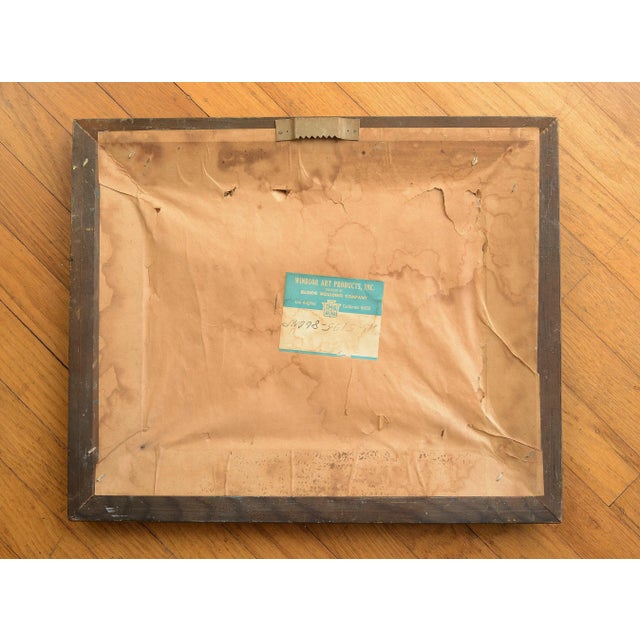 Vintage Print of Signed Mid Century Brutalist Cityscape Painting, Framed For Sale - Image 10 of 11