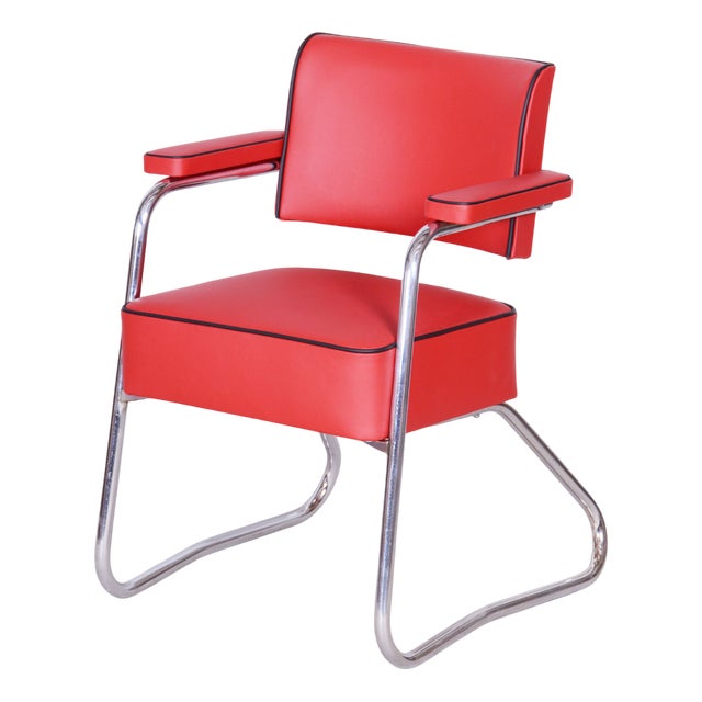 German Bauhaus Armchair in Leather attributed to G. Rohde for Mauser, 1930s For Sale