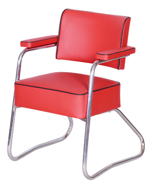 German Bauhaus Armchair in Leather attributed to G. Rohde for Mauser, 1930s