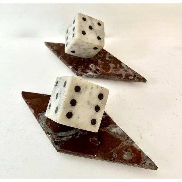 White Marble Dice Bookends with Marble Bases - A Pair For Sale - Image 8 of 11