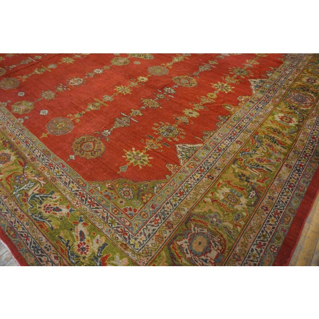 Persian 1890s Red Stripe Classic Antique Persian Sultanabad Rug 14'10" X 19'5" Handknotted Wool Carpet For Sale - Image 3 of 8