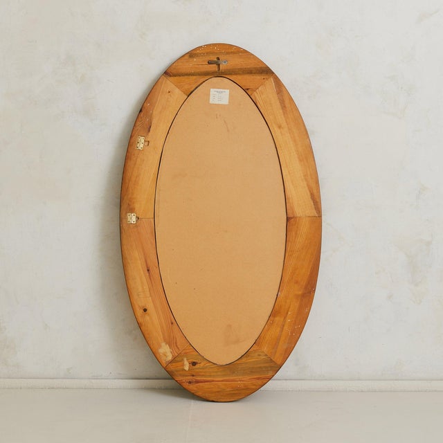 1960s Swedish Oval Pine Wall Mirror by Glas Mäster Markaryd, 1960s For Sale - Image 5 of 18