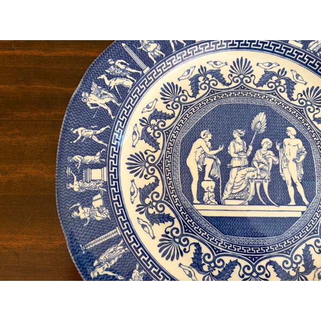 Blue Vintage Mottahedeh Greek Revival Blue and White Neoclassical Plate For Sale - Image 8 of 11