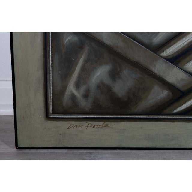 Dan Poole Deco Panel Signed 1984 Acrylic Contemporary Painting on Canvas Framed For Sale In Detroit - Image 6 of 9