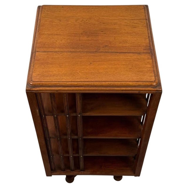 20th Century Edwardian Oak Revolving Bookcase, 1890s For Sale - Image 6 of 9