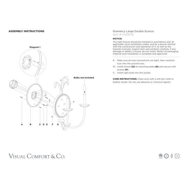 2020s Chapman & Myers for Visual Comfort Signature Gramercy Large Double Sconce in Gilded Iron For Sale - Image 5 of 5
