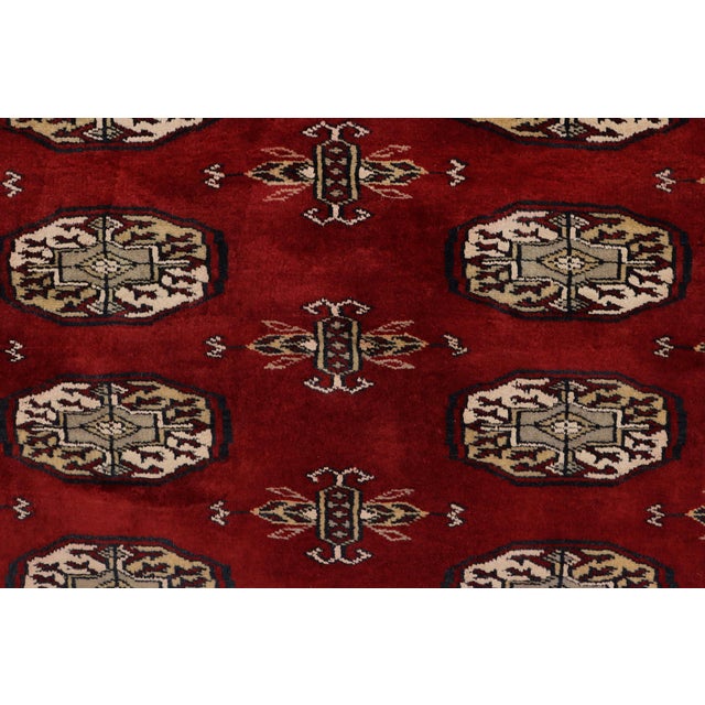 Rustic Bokhara Red/Gray Hand Knotted Wool Rug For Sale - Image 4 of 9