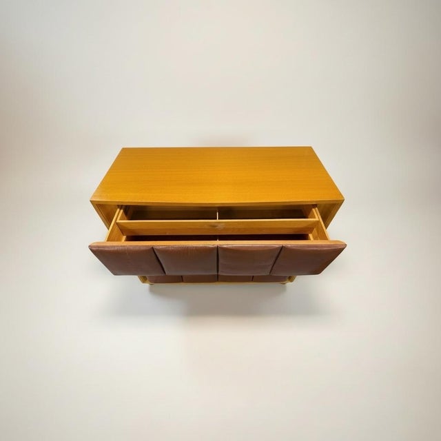 Brown Gilbert Rohde for Herman Miller Modern Upholstered Chest 4140 - Art Deco Style For Sale - Image 8 of 9