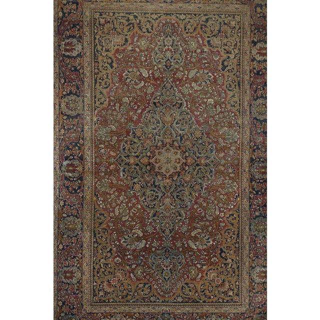 Traditional Late 19th Century Antique Mohtasham Kashan Rug 4'2'' x 6'9'' For Sale - Image 3 of 12
