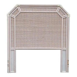 Vintage Rattan Twin Headboard With Pencil Reed Trim For Sale