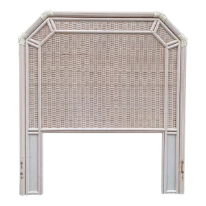 Vintage Rattan Twin Headboard With Pencil Reed Trim