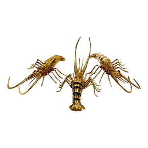 Brass and Shell Inlay Lobsters from Blue Carreon Home - Set of 3