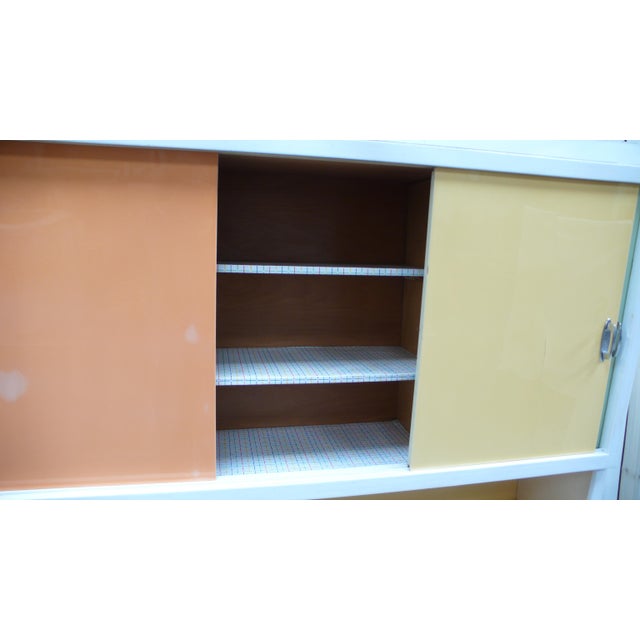 Cream Vintage German Kitchen Cabinet with Sliding Doors in Multi Colors, 1950s For Sale - Image 8 of 14