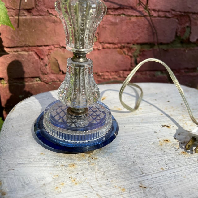 Blue Vintage Clear & Blue Glass Table Lamp For Sale - Image 8 of 10