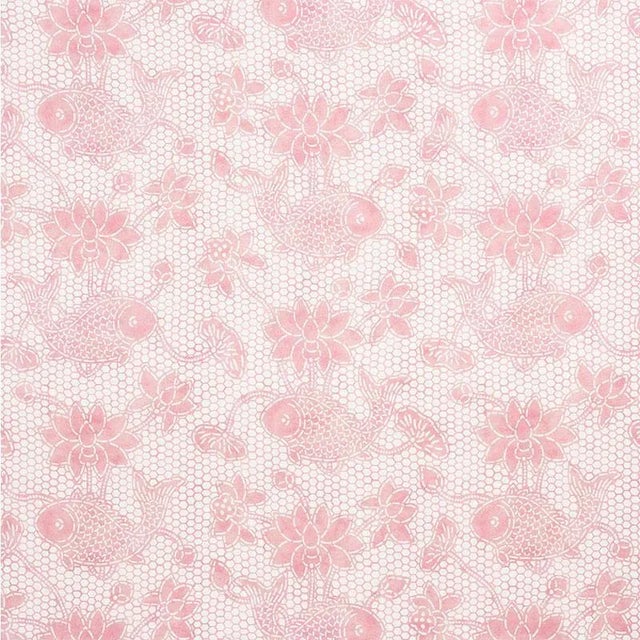 Sample - Schumacher Lotus Batik Fabric in Pink For Sale
