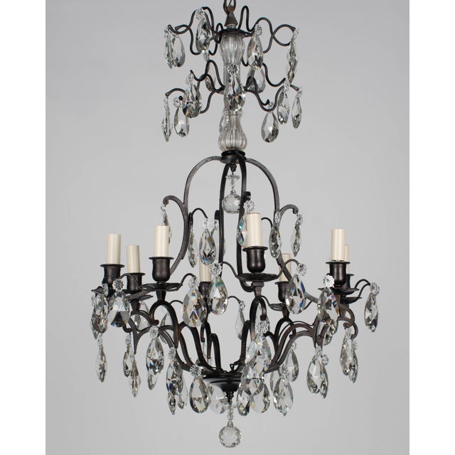 Metal 1950s French Louis XV Style Crystal Chandelier For Sale - Image 7 of 14