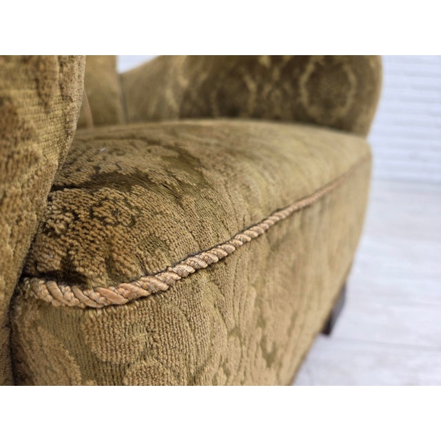 Danish Relax Chair in Furniture Velour and Oak Wood, 1950s For Sale - Image 4 of 18