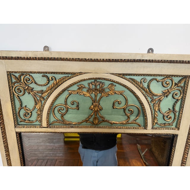 Mid 19th Century 19th Century, French Louis XVI Painted and Giltwood Overmantel Mirror For Sale - Image 5 of 12