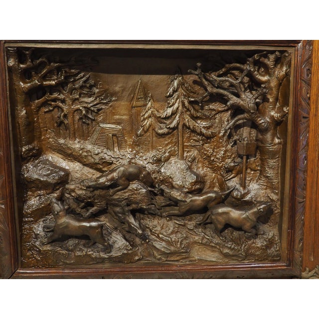 Late 19th Century Pair of Large Antique French Oak Framed Hunt Plaques, P. Lecourtier (1851-1925) For Sale - Image 5 of 18