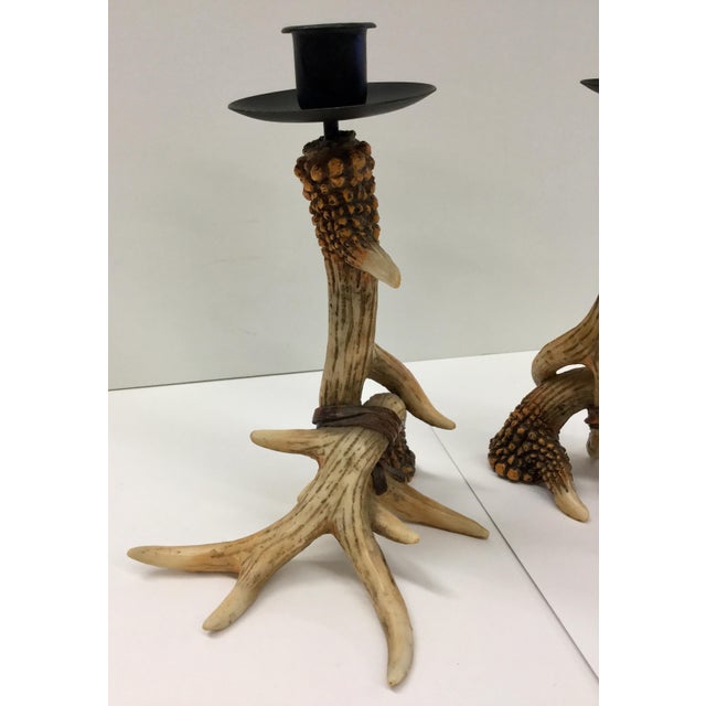 MidCentury Resin Antler Candlestick Holders a Pair Chairish