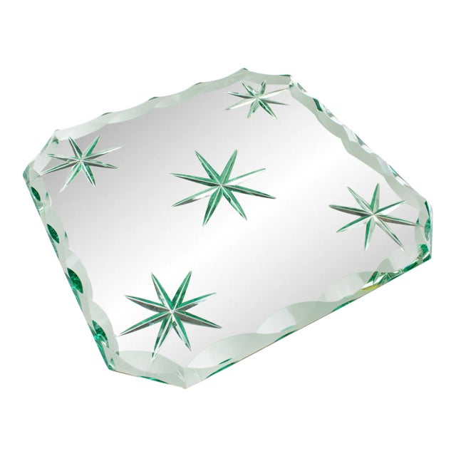 Jean Luce Art Deco Mirrored Glass Tray Platter Centerpiece, 1930s For Sale