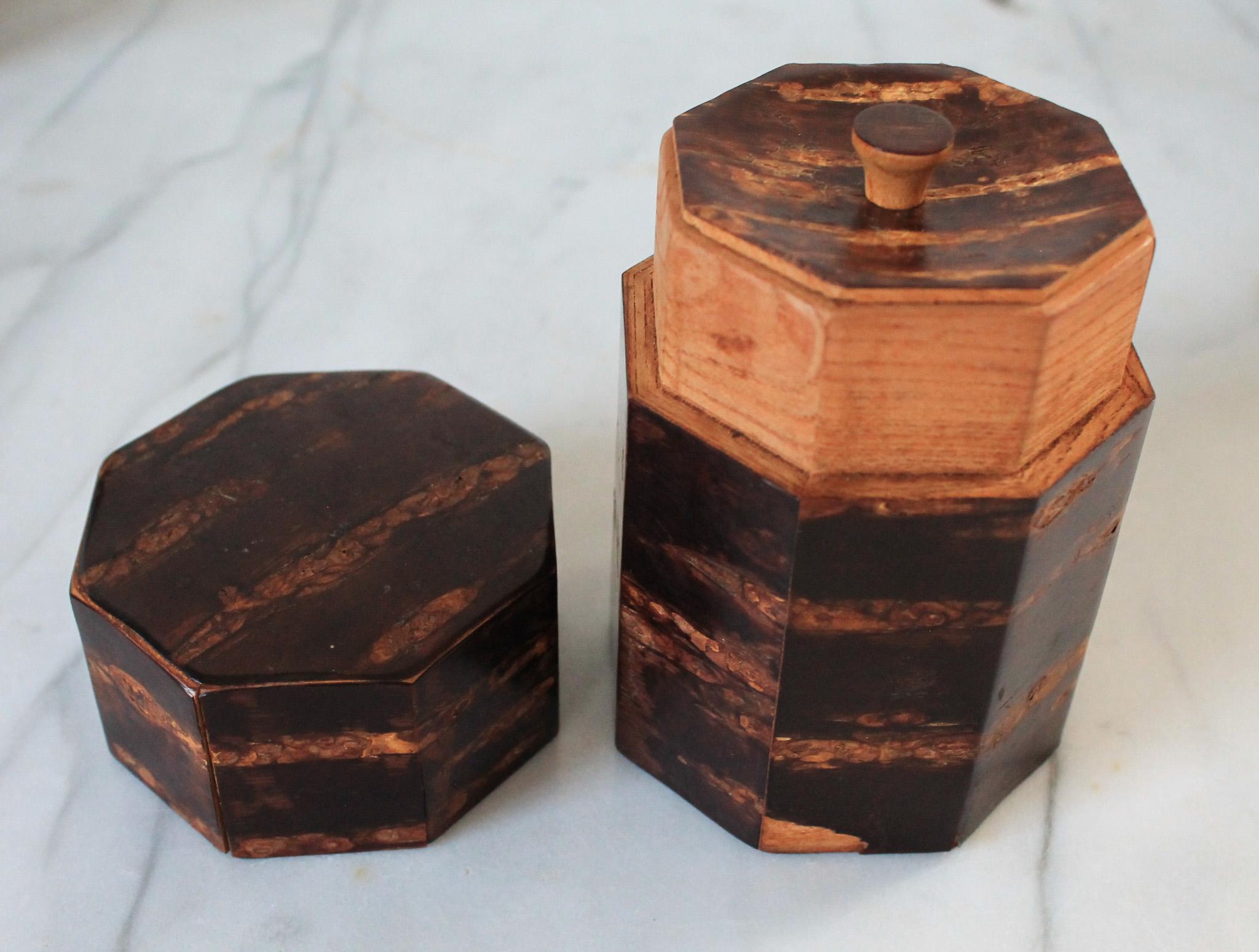 茶カゴ Vintage Hexagon Japanese Kabazaiku (Cherry Bark) Tea Caddy | Chairish