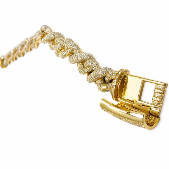 Modern 14k Yellow Gold 9.5 Ct Natural Diamond Infinity Bracelet, 8 In For Sale - Image 3 of 11