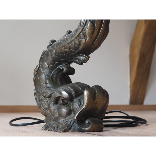 Vintage Zoomorphic Dragon Lamp in Cast Metal, 1970s For Sale - Image 13 of 18