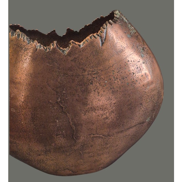 Mid-Century Modern Mid-Century Modern Arts & Crafts Style Rugged Edge Oval Copper Vase For Sale - Image 3 of 8