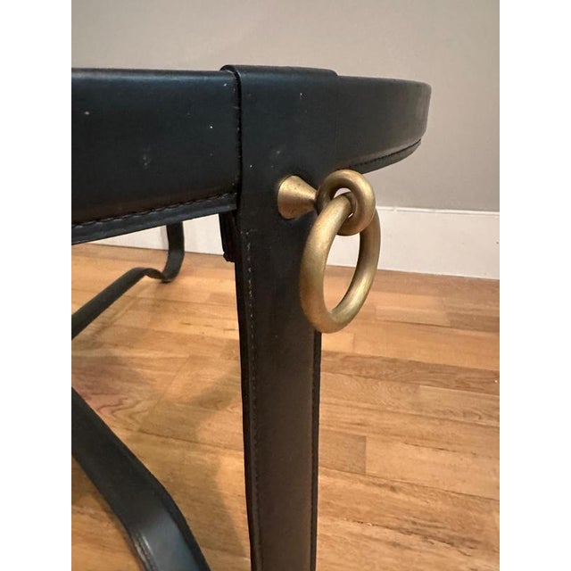 1990s Circular Leather Coffee Table by Jaques Adnet for Gubi, 1990 For Sale - Image 5 of 11