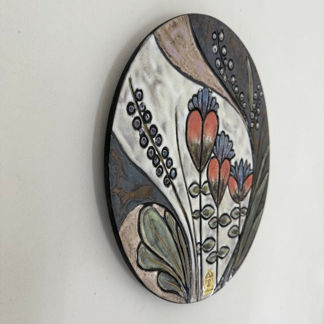 Handmade Ceramic Floral Wall Plate from Ruscha, Germany, 1970s For Sale - Image 13 of 17