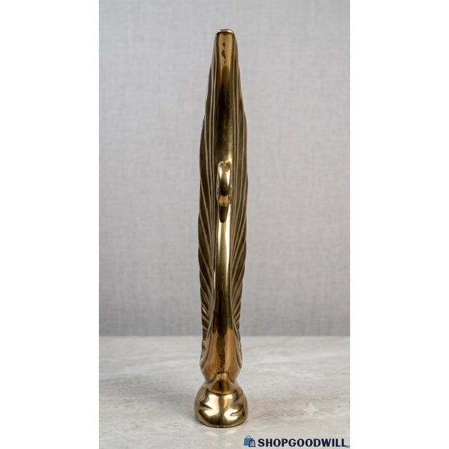 Mid-Century Modern 1980s Art Deco Revival Solid Brass Stylized Swan Sculpture by Dolbi Cashier - 15" For Sale - Image 3 of 4