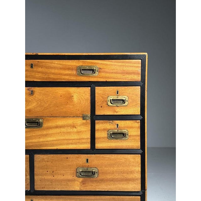 Antique Campaign Chest of Drawers, 1800s For Sale - Image 3 of 18