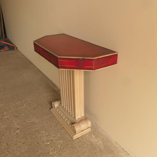 Animal Skin Neoclassical Console Table with Leather For Sale - Image 7 of 18