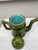 19th Century French Green Majolica Bamboo Teapot Salins For Sale - Image 4 of 9