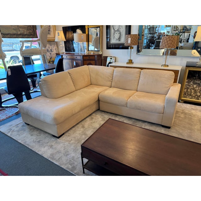 Contemporary Italsofa 3 Pieces Microsuede Cream Sectional For Sale - Image 3 of 14
