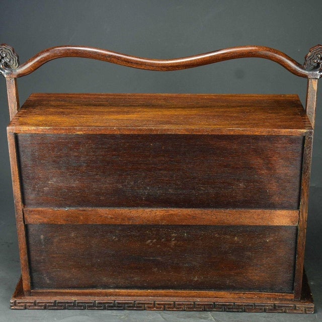 Wood 1980s Huanghuali Six-Drawer Chest / Vanity Organizer With Mother-of-Pearl Inlay For Sale - Image 7 of 9