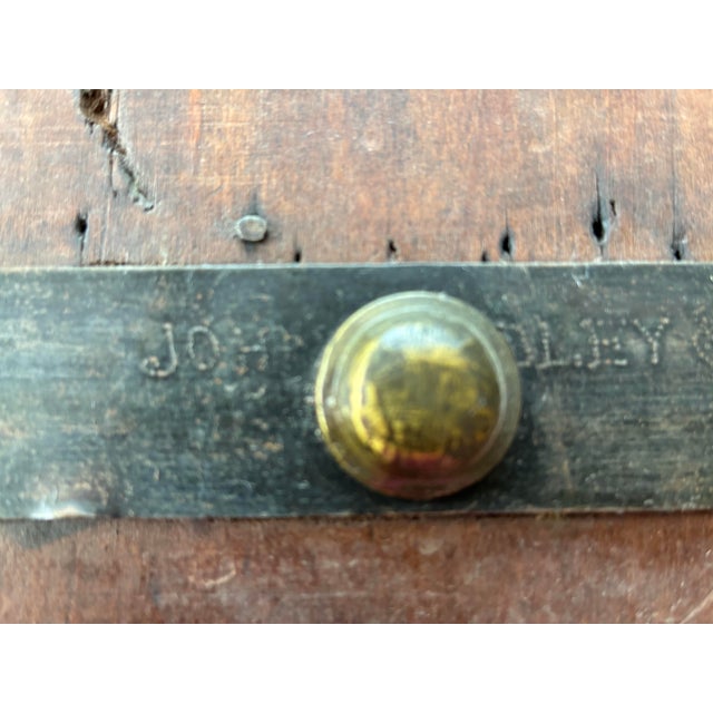 Antique Wood and Iron-Bound Travel Trunk - Rustic Storage For Sale - Image 9 of 11