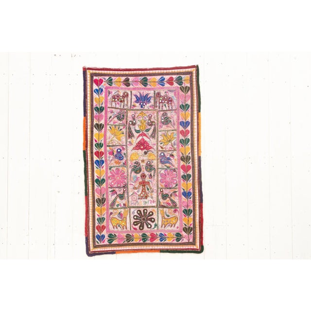 Indian Colorful Mid-Century Indian Tapestry For Sale - Image 3 of 11