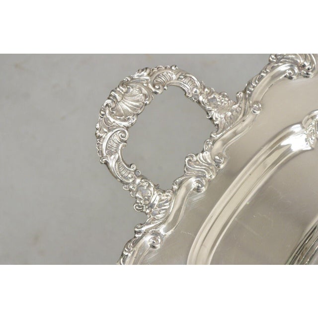 Vintage Victorian Silver Plated Twin Handle Meat Cutlery Serving Platter Tray For Sale - Image 4 of 12