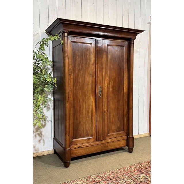 19th Century Empire Cherrywood Wardrobe For Sale - Image 4 of 16