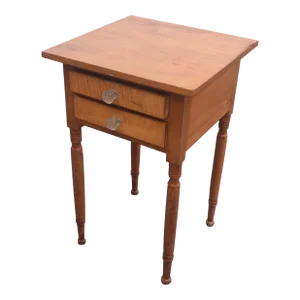 Early 20th Century Antique 2 Drawer Cherry Stand Side Table