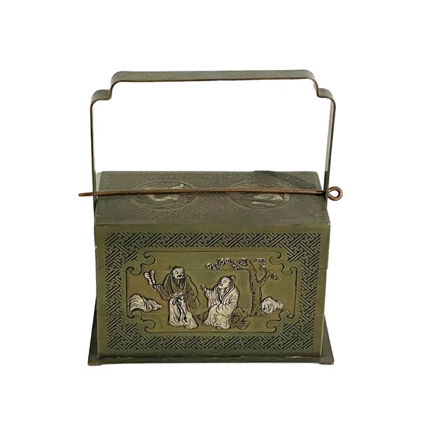 1980s Vintage Bronze Chinoiserie 3-Tier Box 7.5" H For Sale - Image 5 of 9